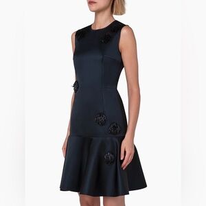 Akris Punto Black Techno Bead Tassel Flounce Hem Dress Size US 8 $1,390.00